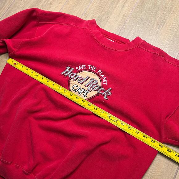 Vintage 90s Hard Rock Cafe Sweatshirt Mens XL Red Las Vegas Y2K Distress - Picture 7 of 12